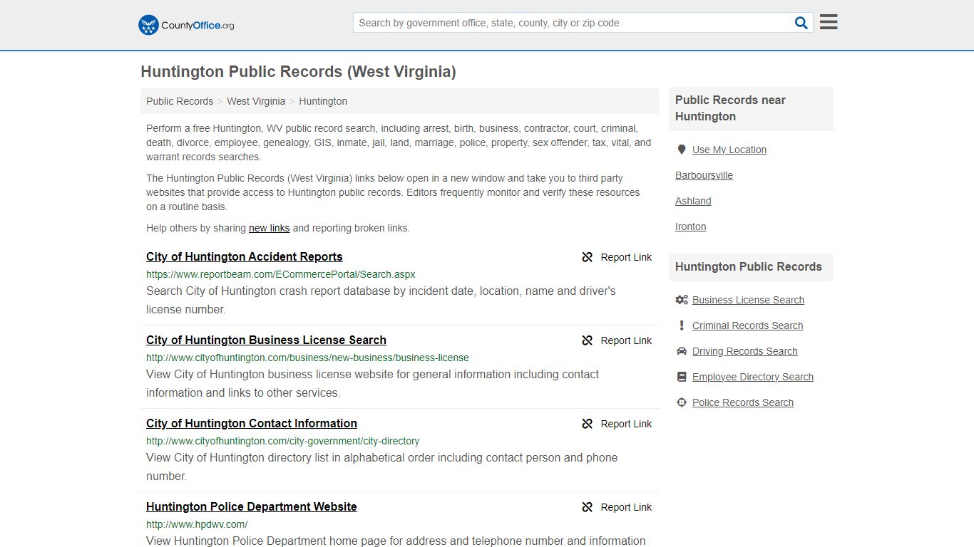 Public Records - Huntington, WV (Business, Criminal, GIS, Property ...