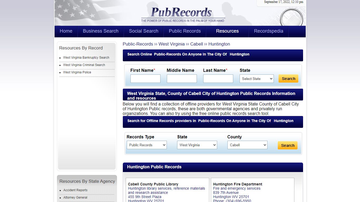 Huntington, Cabell County, West Virginia Public Records - Pubrecords.com