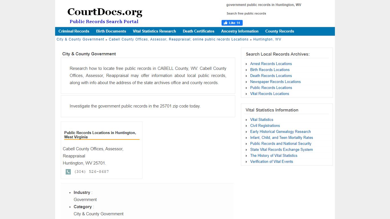 Huntington, WV Public Records - Cabell County Offices, Assessor ...